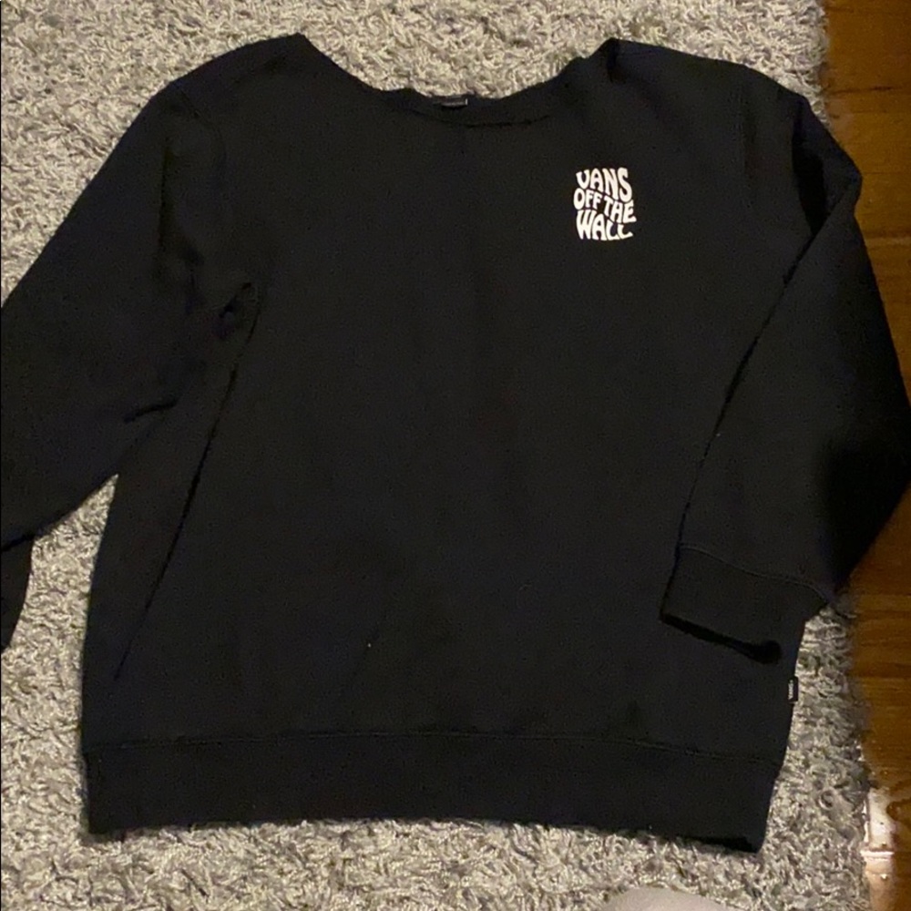 Off the shoulder cut vans crew neck